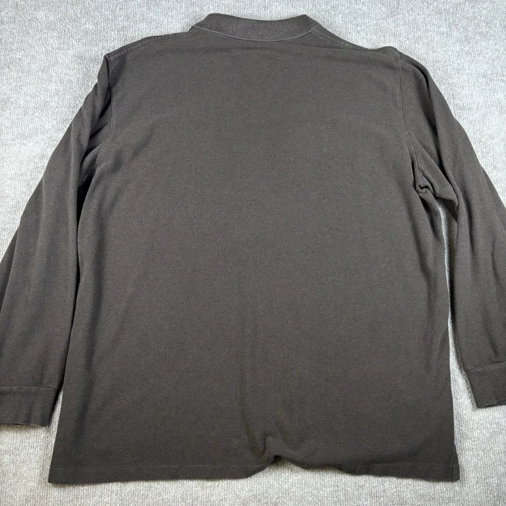 Polo Ralph Lauren Mens XXL Brown Long Sleeve Polo Shirt Green Pony Cotton